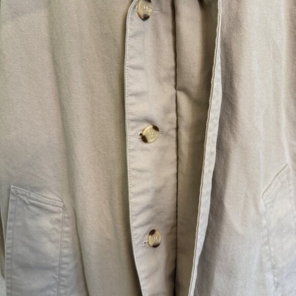VTG Britches Great Outdoors Duster Jacket Mens Large Trench Khaki Button Cotton - Picture 8 of 13